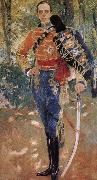 Joaquin Sorolla King Alphonse XIII of uniform cable oil painting on canvas